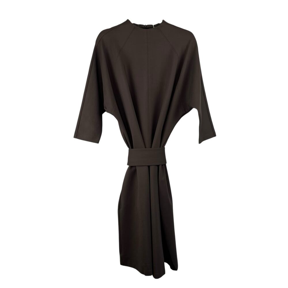 Pari Passu Janice Funnel Midi Dress 3/4 Sleeve Espresso Brown NWT Plus Size D20 - Picture 4 of 16